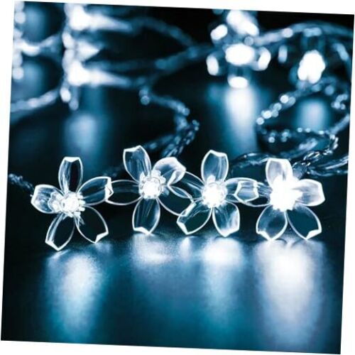 Fairy Cool White Flower String Lights, 33ft 100 LED Plug in White Flower Lights