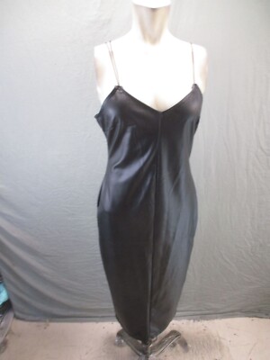 slim fit dress slacks Lovette Faux Leather Midi Dress in Black main image 0