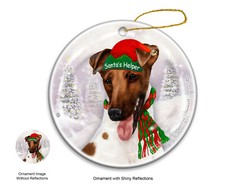 Santa's Helper Ornament - Brown and White Smooth Fox Terrier 4144C