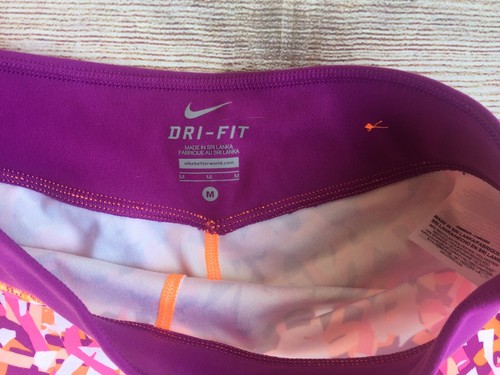 NIKE Dri Fit Girl's Neon Colors Pink Coral Capri Leggings Activewear Size MEDIUM - Picture 3 of 4