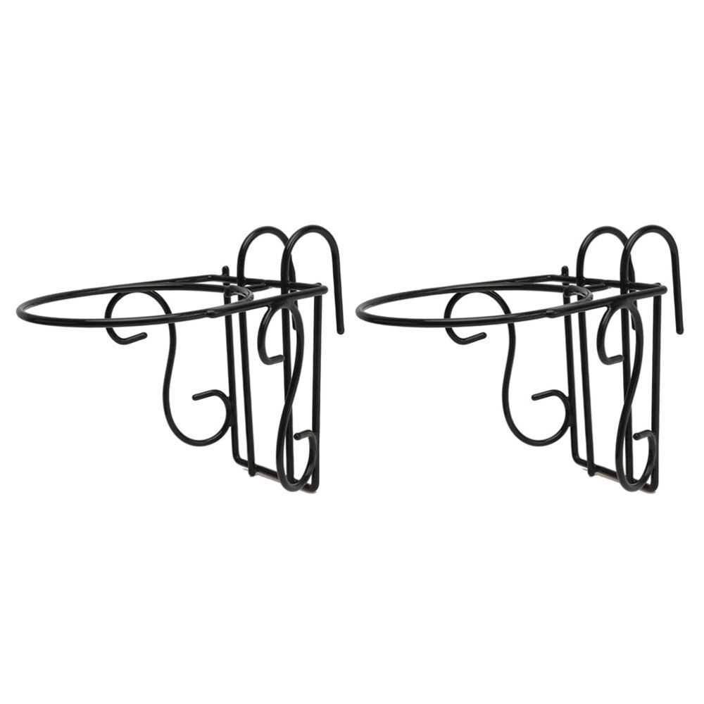 2 Pcs Round Plant Baskets Shelf Railing Flower Pot Hanger Hanging Rack