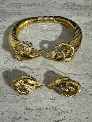 Vintage Kenneth Jay Lane KJL for Avon Ram's Head GoldTone Bracelet