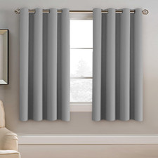Cortinas opacas grises de 63 pulgadas de largo para dormitorio
