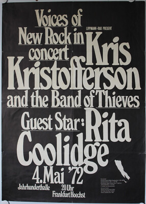 Kris Kristofferson + Rita Coolidge, Poster, Plakat, Concert, Tour, 1972, Kieser