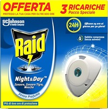 Raid Night & Day Ricarica Antizanzare Elettrico Repellente Zanzare Inodore €30