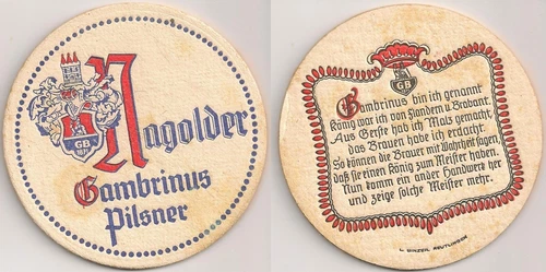 Nagolder Gambrinus Pilsner - old beer mat "King of Flanders and Brabant"