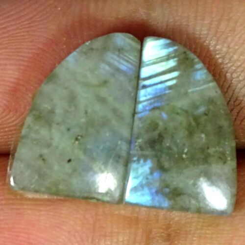 Natural Labradorite Gemstone 13.30 Cts Loose Fancy Cabochon Pair 10X15X3MM - Picture 1 of 7