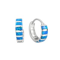 Ohrschmuck Creolen Ohrring 925 Sterling Silber Rhodiniert Synth. Opal V Creolen