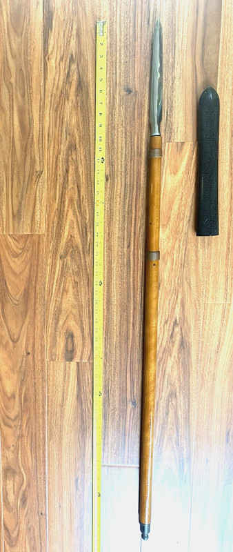 Authentic Antique Japanese Lg. Yari Spear Blade 24.8cm (9.8") Blade &shaft 54"