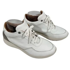 Marc Joseph NY Women's Sneakers White Gold Metallic Leather Comfort Shoes Size 7