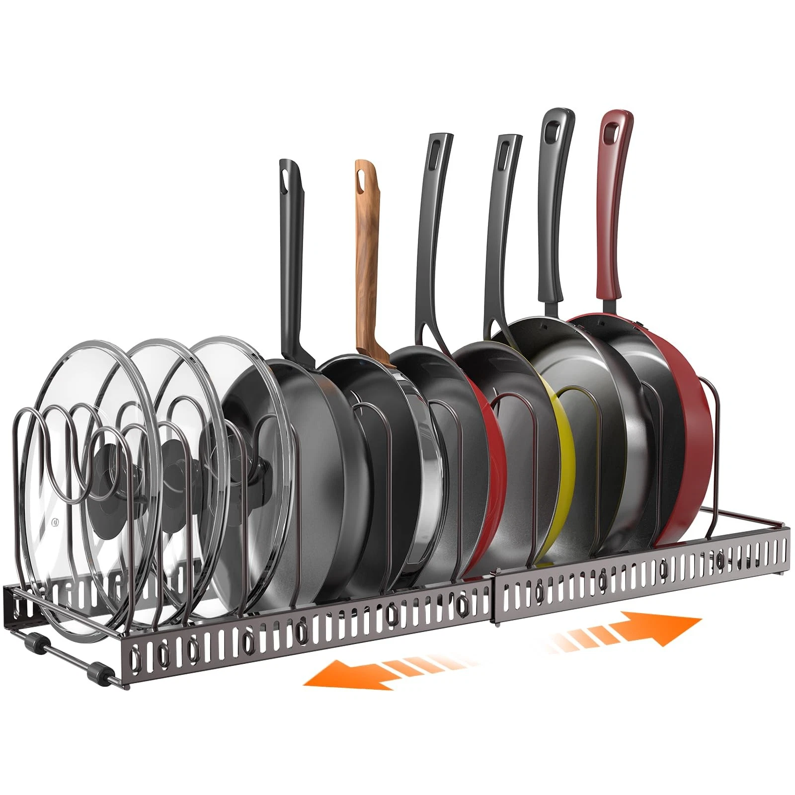 Expandable Pot and Pan Organizer for Cabinet with 10 Dividers, Adjustable Pot...