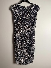 Ralph Lauren Dress Cap Sleeve Cross-V Neck Faux Wrap Midi Pull On $134 Size 10