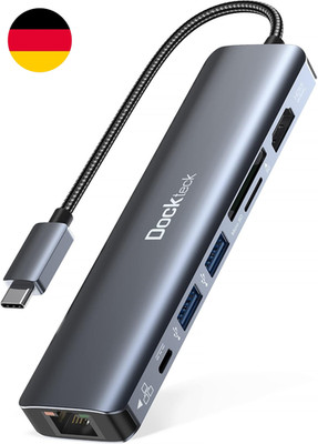 USB C Hub Dockteck 7-In-1 Dock DD0003 USB C Adapter, Ethernet LAN RJ45, 4K 60Hz 