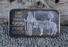Vintage Prospector Miner burro 1 Oz Fine Silver Bar Nevada Coin Mart