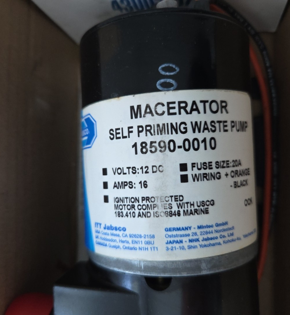 ** NEW GENUINE JABSCO 18590-0010 12V DC SELF-PRIMING MACERATOR PUMP 18590 SERIES