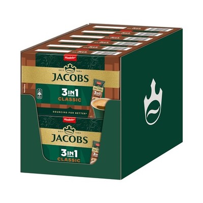 Jacobs 3-in-1 Classic, Instant Coffee Sticks, Soluble Bean Coffee with Creamer a