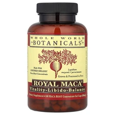 Whole World Botanicals Royal Maca 500 mg 180 Gel Caps Fair Trade , Gluten-Free,