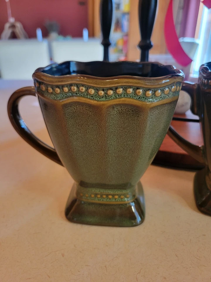 Roscher Hobnail Collection Tazas Pedestal Verde - Juego de 4 Foto 3 de 4