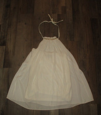 LULUS womens SZ S white w/gold studs accent lined halter dress