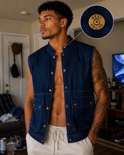 Vintage Handmade Men s Denim Vest With Bullet Casing Accents On Buttons Size M