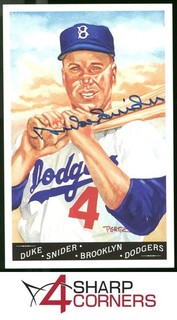 SIGNED AUTOGRAPHED DUKE SNIDER HOF PEREZ STEELE POSTCARD W/ COA JSA AUTHENTIC