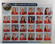 2016 HAND SIGNED CANADIAN WOMEN'S NATIONAL HOCKEY TEAM GOOD AS GOLD 14TH ANNIVER
