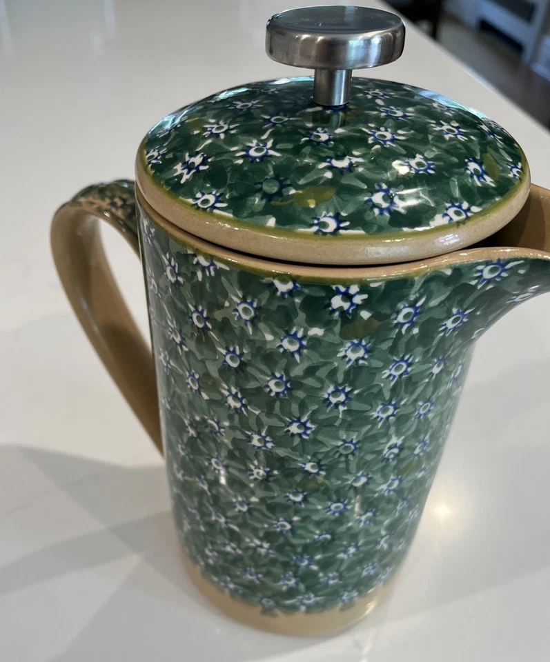 Cafeteira Nicholas Mosse pintada à mão imprensa francesa com padrão floral - Imagem 4 de 4