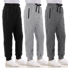 3 Pack Boys Sweatpants Fleece Cotton Athletic Pants Boys Joggers with Zipper ...