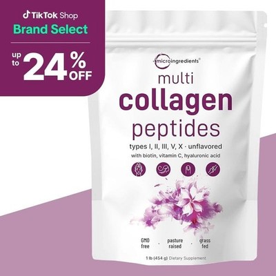 Multi Collagen Peptides Powder - Hydrolyzed Protein Peptides (Type I,II,III,V,X)