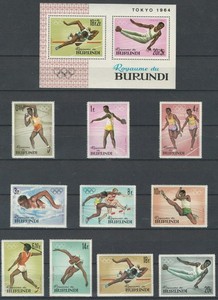 BURUNDI AFRICA  MNH OLYMPICS  TOKYO 64  PERFORATED SET & S/S LOT(SPO 733)