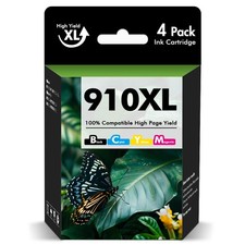 4PK 910XL Printer Ink for HP OfficeJet Pro 8010 8015 8020 8022 8025 8028 W/Chip