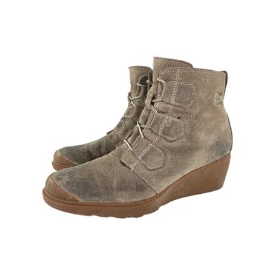 Sorel Toronto waterproof Brown suede Bootie US 9 lace-up wedge ankle boots