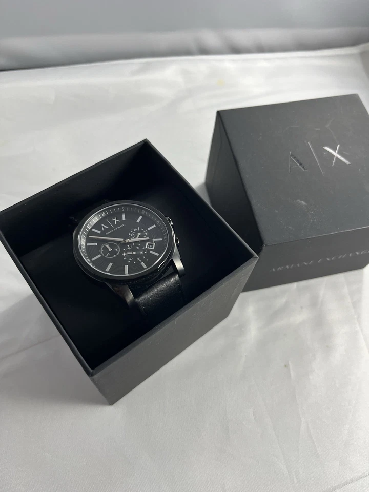 Reloj Hombre Armani Exchange A|X Cronógrafo Negro, Correa Cuero, Nuevo Estado Foto 2 de 4