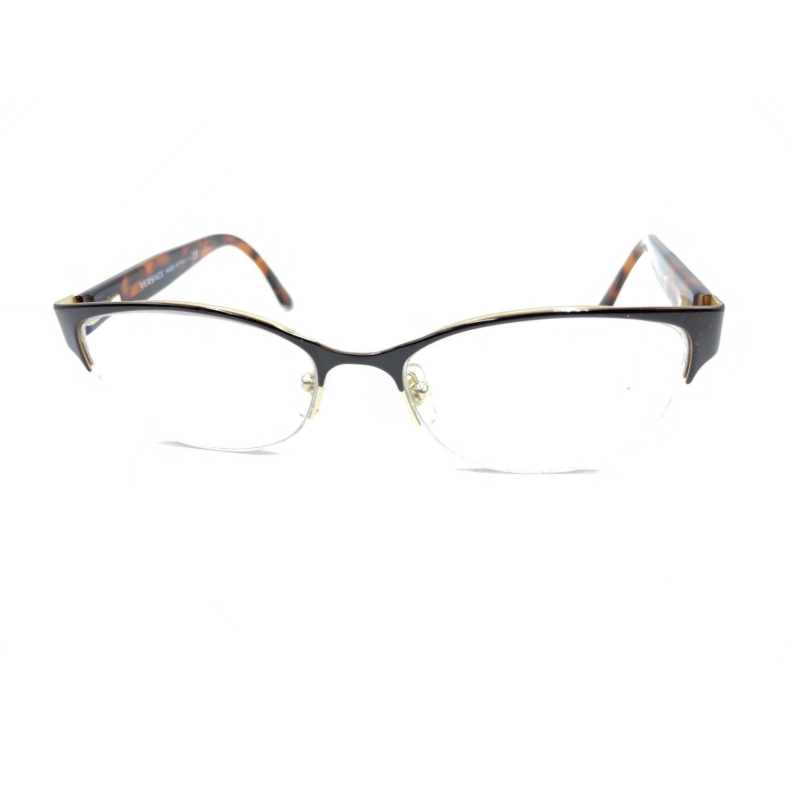 Versace 1222 1344 Dark Brown Tortoise Half Rim Eyeglasses Frames 53-17 140 Italy thumbnail 8