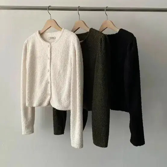 FlyModel Ivory Bouclé Cardigan with Gold Buttons