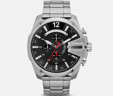 DIESEL Quarzuhr Mega Chief 51 mm Quarz Edelstahl Analog Silberfarben