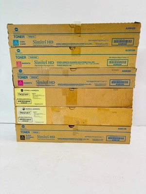 6 Genuine Konica Minolta BH C224, C224e Cyan,Magenta, Yellow & Black Toner TN321
