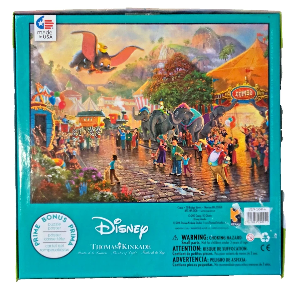 Rompecabezas Disney Dumbo 750 piezas Thomas Kinkade muy buen estado CEACO Foto 2 de 4