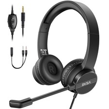 Headset with Microphone 3.5mm Wired Noise Cancelling Lightweight - Perfect