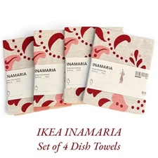 IKEA INAMARIA Floral Pattern Dish Towel 18" x 22" (Set of 4)