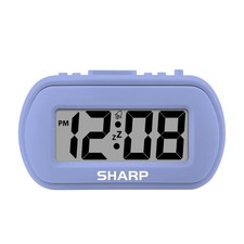 Alarm Clock Battery Operated Soft Touch Case Blue Backlight Lavender Sharp