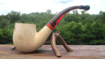 Unbranded Bent Meerschaum With Embellishment Design Estate Pipe 5.5'' L