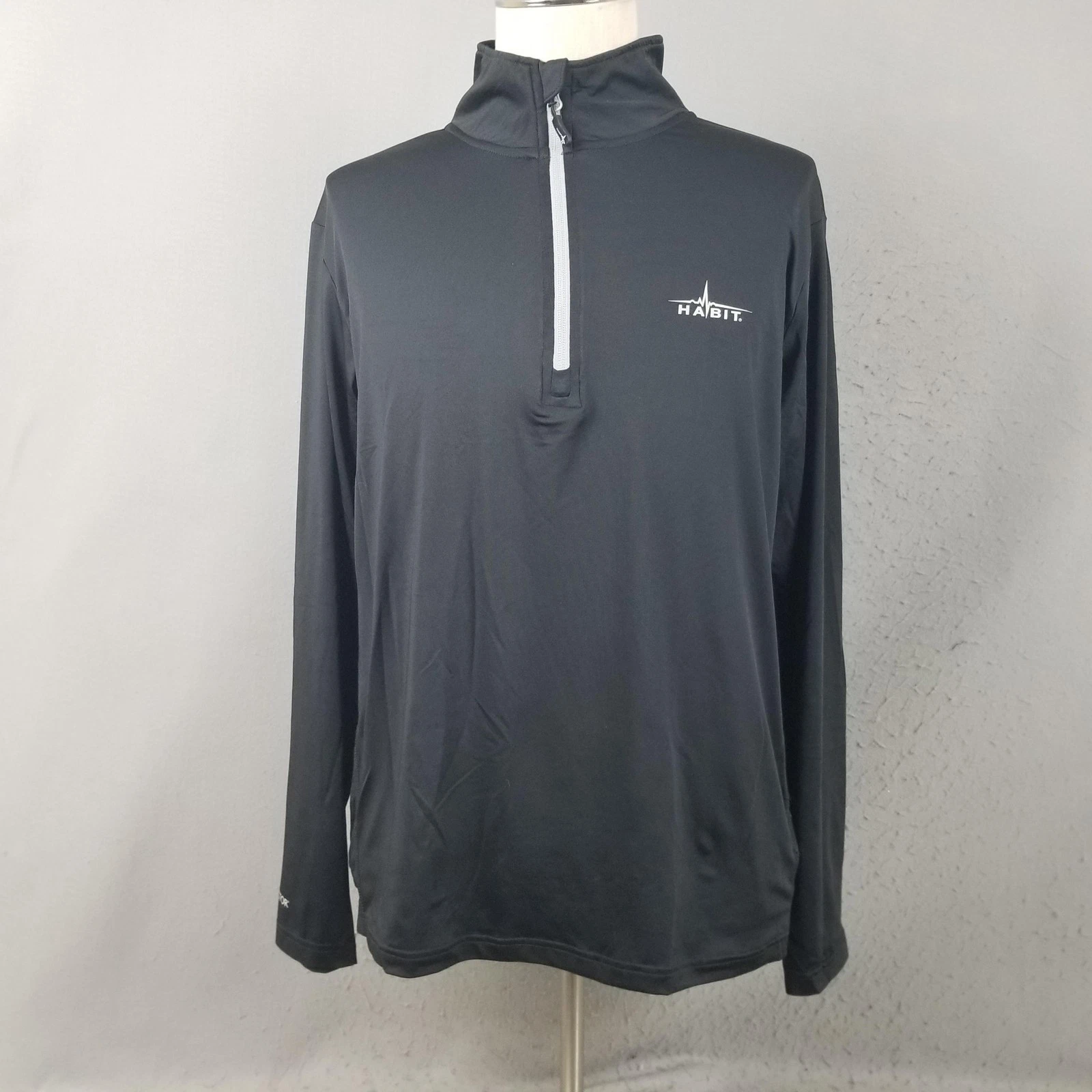 Habit Pullover Mens Large Black 1/4 Zip Solar-Factor Fishing Long Sleeve