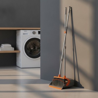 Heavy Duty Broom and Dustpan Set Long Handle Industrial Cleaning Combo 55''