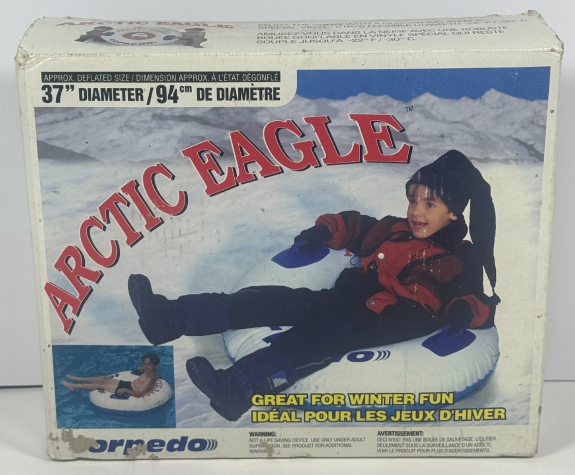 Vintage Torpedo Arctic Eagle 37” Diameter Pool Float Snow Tube 1988 RARE NIB NOS