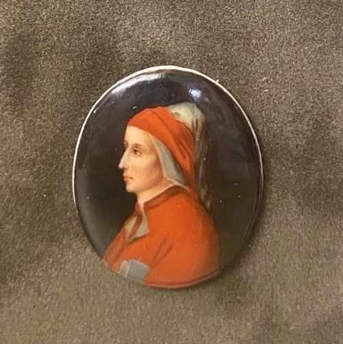 Porcelana retrato de Santa Fabiola vintage enmarcada italiana pintada a mano Foto 2 de 4