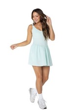 Spalding Womens Lightweight V-Neck Stretch Fit Active Mini Dress Green, Large