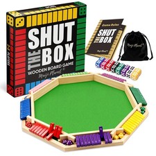 Deluxe Original Shut The Box Game Wooden Math Dice Board Game 2-8 Players