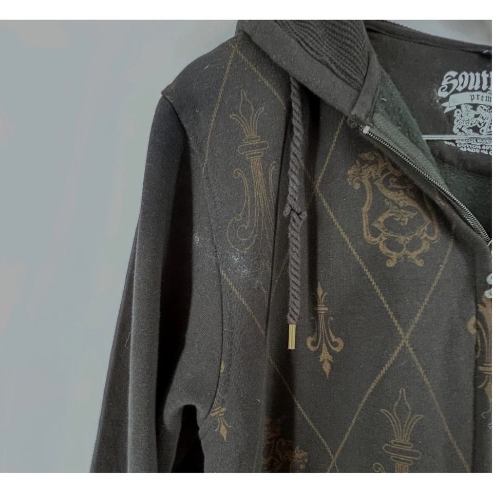 Толстовка с капюшоном мужская Southpole премиум-класса размер M черная на молнии украшенная логотипом со стразами - Изображение 3 из 4