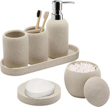 Bathroom Accessory Set 6PCS Beige Bathroom Accessories Soap Dish Lotion